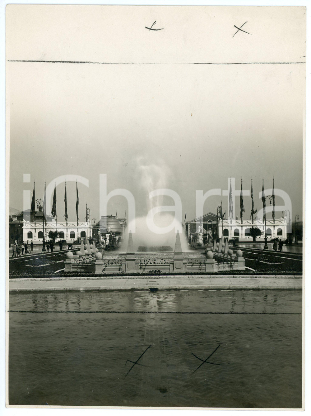 Fotografia d epoca originale 1935 ca MILANO Fontana della Fiera Campionaria  Foto 16x22 cm 1