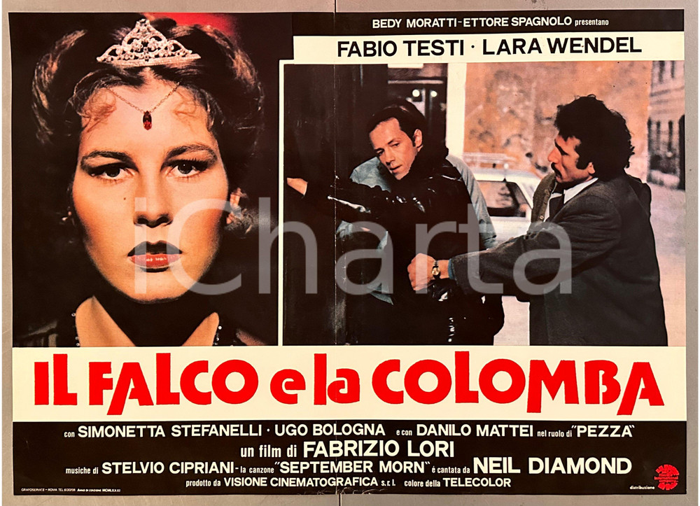 Materiale cinematografico d’epoca 1981 Fabio TESTI Lara WENDEL Il falco e la colomba  Fotobusta poster 1