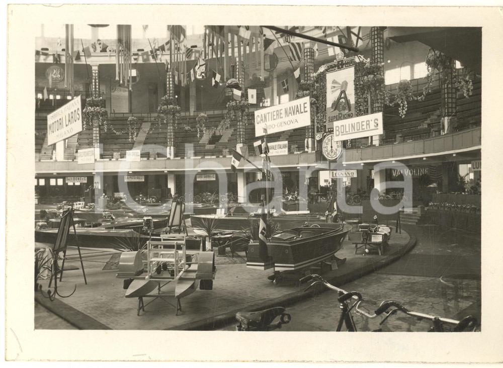 Fotografia d epoca originale 1932 FIERA DI MILANO Palazzo dello Sport  Mostra motonautica  Veduta Foto 1