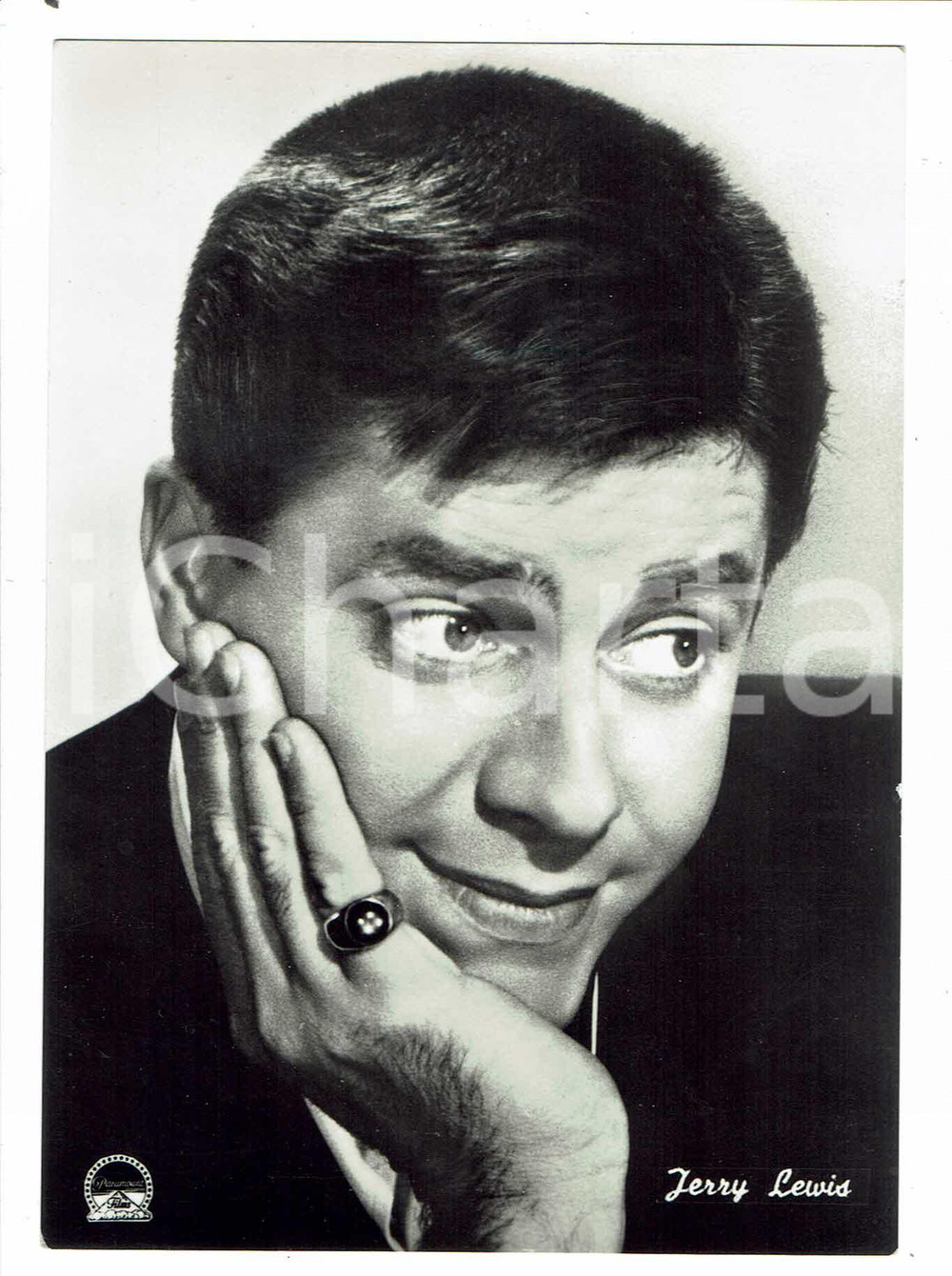 Autografo originale 1983 Jerry LEWIS Autografo originale sul retro di cartolina d’epoca 1