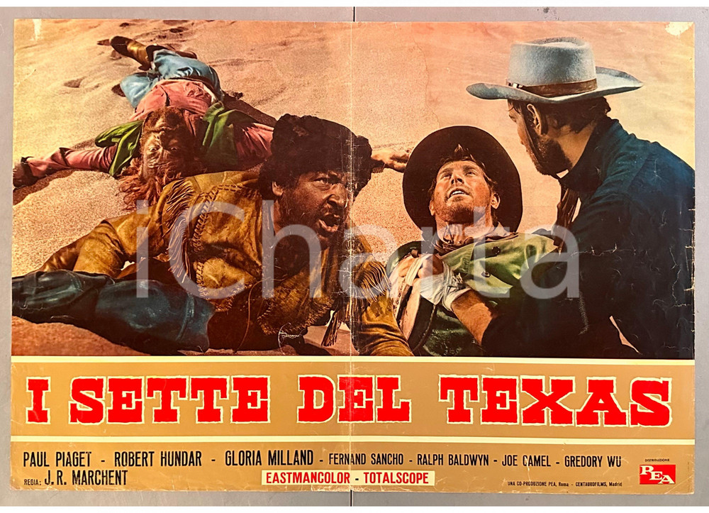Materiale cinematografico d’epoca 1964 Paul PIAGET Robert HUNDAR I sette del Texas  Fotobusta WESTERN 1