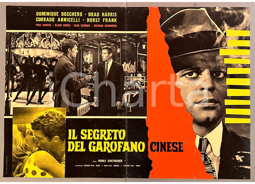 Materiale cinematografico d’epoca 1964 Dominique BOSCHERO Brad HARRIS Il segreto del garofano cinese Fotobusta 3 1