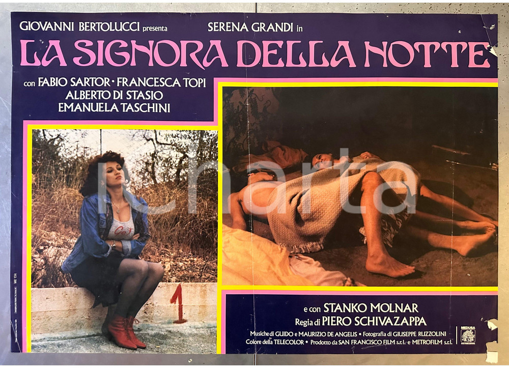 Materiale cinematografico d’epoca 1986 Serena GRANDI Stanko MOLNAR La signora della notte Fotobusta poster 1