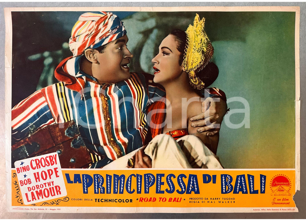 Materiale cinematografico d’epoca 1953 Bing CROSBY Bob HOPE Dorothy LAMOUR La principessa di Bali  Fotobusta 1