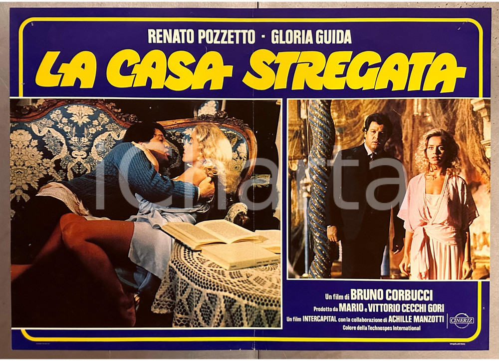 Materiale cinematografico d’epoca 1982 Renato POZZETTO Gloria GUIDA La casa stregata  Fotobusta poster EROTICO 1