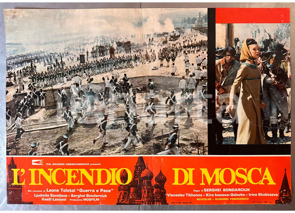 Materiale cinematografico d’epoca 1966 Sergej BONDARCIUK Guerra e pace L incendio di Mosca Fotobusta 4 1