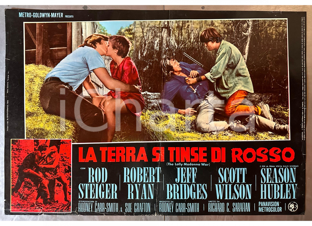 Materiale cinematografico d’epoca 1973 Rod STEIGER Robert RYAN La terra si tinse di rosso Fotobusta poster 1