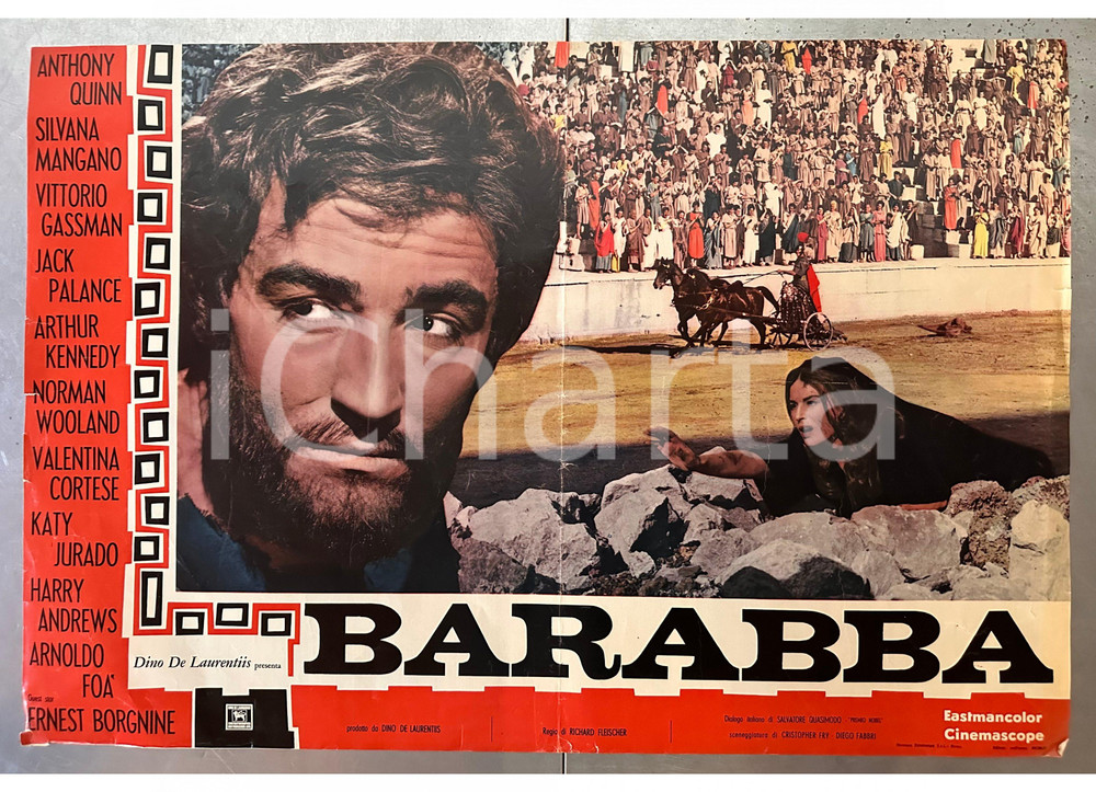 Materiale cinematografico d’epoca 1961 Anthony QUINN Silvana MANGANO Vittorio GASSMAN Barabba  Fotobusta poster 1