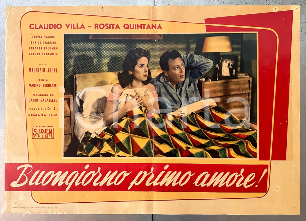 Materiale cinematografico d’epoca 1957 Claudio VILLA Rosita QUINTANA Buongiorno primo amore! Fotobusta 1 1