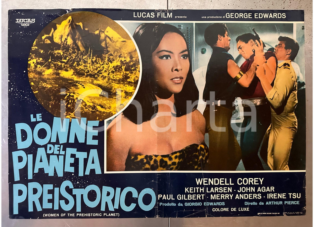 Materiale cinematografico d’epoca 1965 Arthur PIERCE Le donne del pianeta preistorico Wendell COREY  Fotobusta 1