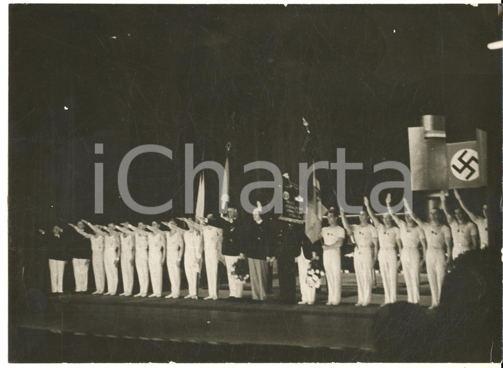 Fotografia d epoca originale 1936 MILANO Teatro Lirico  Incontro di ginnastica ItaliaGermania Foto 18x13 1