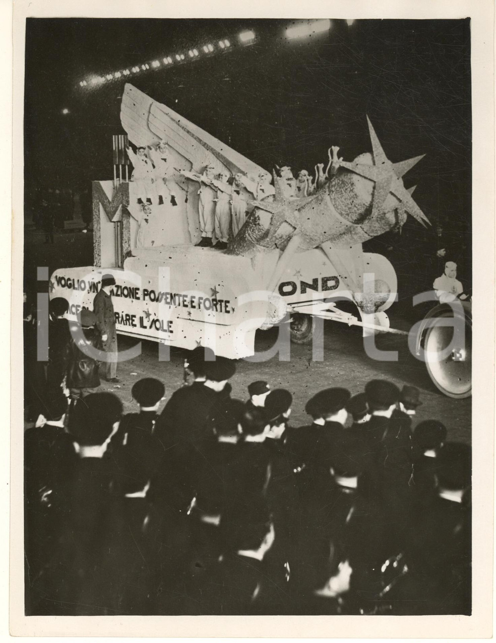 Fotografia d epoca originale 1938 MILANO Giornata della Neve  Carro allegorico OND FASCISMO Foto 1