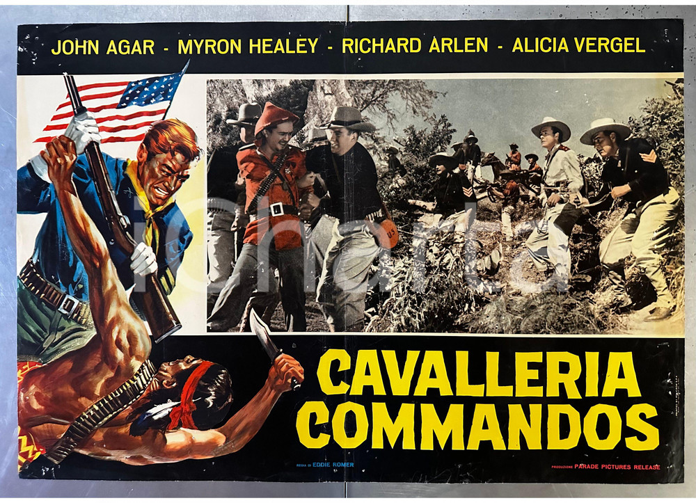 Materiale cinematografico d’epoca 1963 John AGAR Myron HEALEY Cavalleria Commandos Fotobusta poster 66x46 3 1