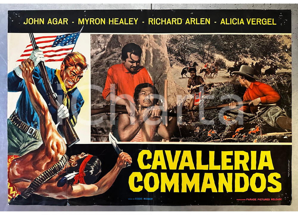Materiale cinematografico d’epoca 1963 John AGAR Myron HEALEY Cavalleria Commandos Fotobusta poster 66x46 1 1