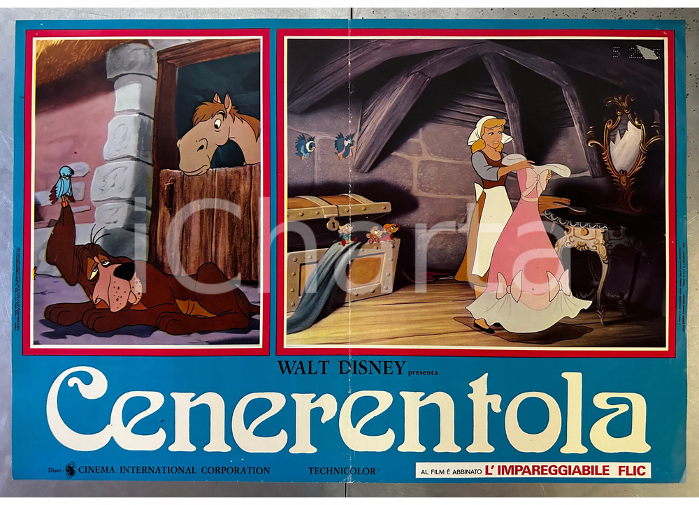 Materiale cinematografico d’epoca 1975 WALT DISNEY Cenerentola Fotobusta poster ANIMAZIONE 65x45 cm 2 1