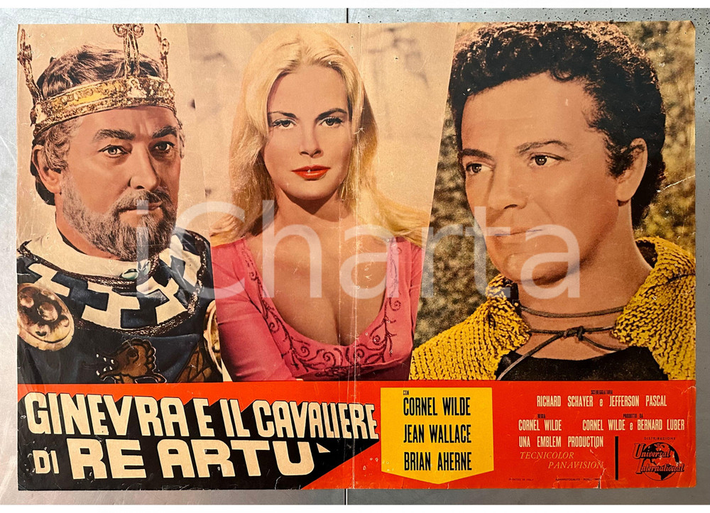 Materiale cinematografico d’epoca 1963 Cornel WILDE Jean WALLACE Ginevra e il cavaliere di Re Artù Fotobusta 2 1