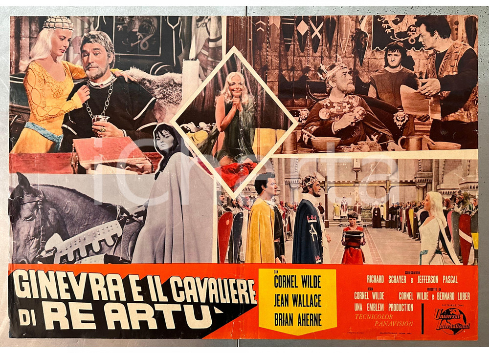 Materiale cinematografico d’epoca 1963 Cornel WILDE Jean WALLACE Ginevra e il cavaliere di Re Artù Fotobusta 1