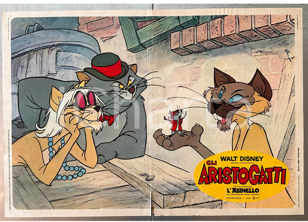 Materiale cinematografico d’epoca 1971 WALT DISNEY Gli Aristogatti Fotobusta poster ANIMAZIONE 65x45 cm 2 1