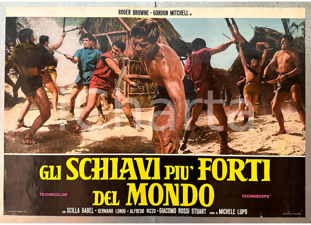 Materiale cinematografico d’epoca 1961 Roger BROWNE Gordon MITCHELL Gli schiavi più forti del mondo  Fotobusta 1