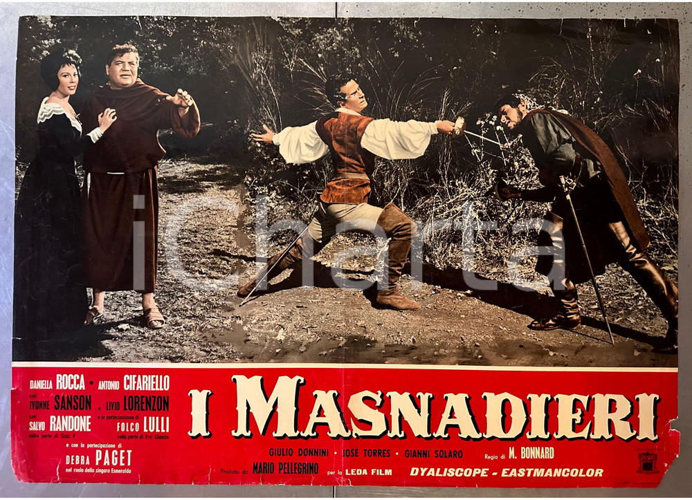 Materiale cinematografico d’epoca 1961 Daniela ROCCA Folco LULLI I Masnadieri Fotobusta poster DANNEGGIATO 1