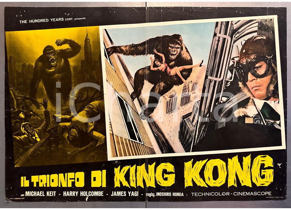 Materiale cinematografico d’epoca 1962 1973 Inoshiro HONDA Il trionfo di King Kong Michael KEIT Fotobusta 1