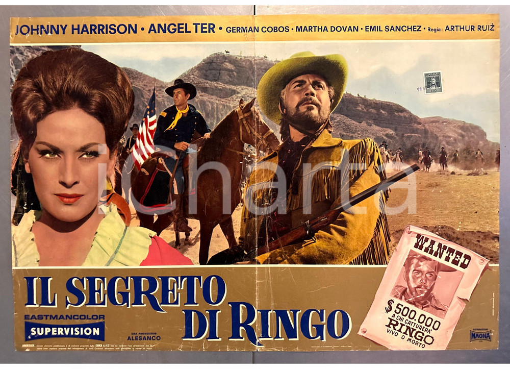 Materiale cinematografico d’epoca 1966 Johnny HARRISON Angel TER Il segreto di Ringo Fotobusta WESTERN 66x46 1