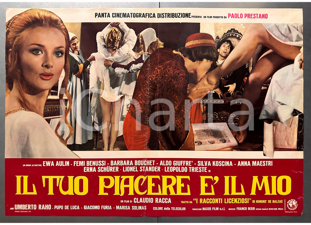 Materiale cinematografico d’epoca 1972 Femi BENUSSI Ewa AULIN Il tuo piacere è il mio Fotobusta poster 66x46 1