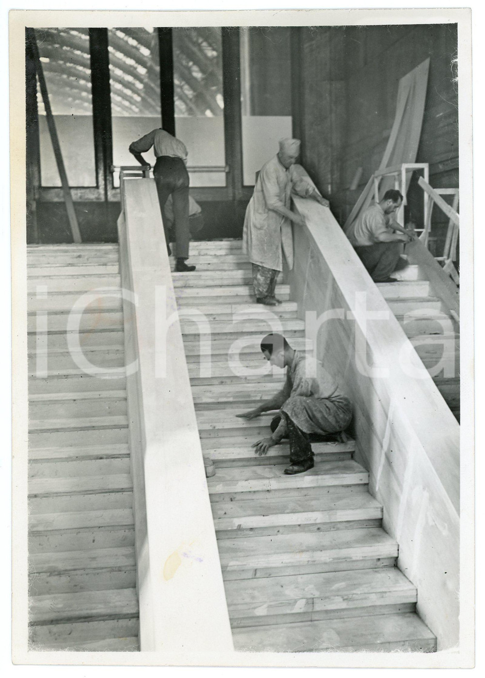 Fotografia d epoca originale 1939 MILANO Nuova Stazione Centrale  Sistemazione delle scale  Foto 13x18 cm 1