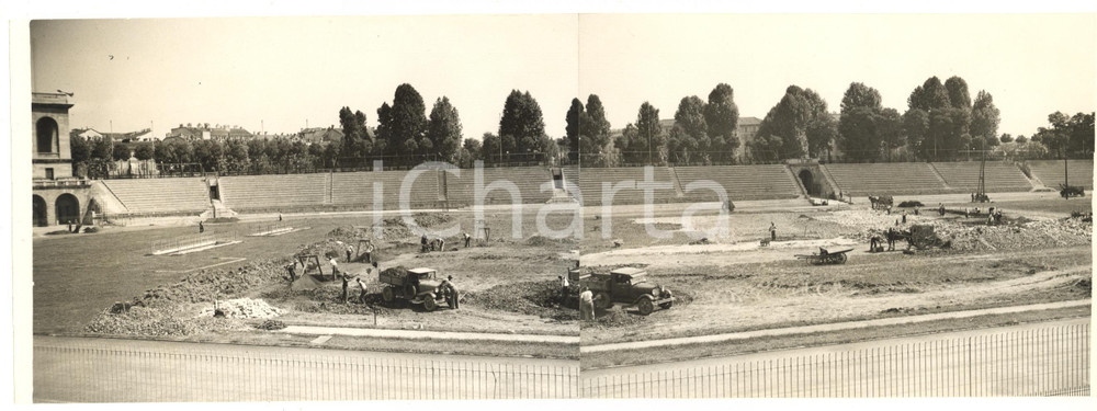 Fotografia d epoca originale 1936 MILANO ARENA Lavori allo Stadio Civico  Cantiere Foto DOPPIA 33x12 cm 1