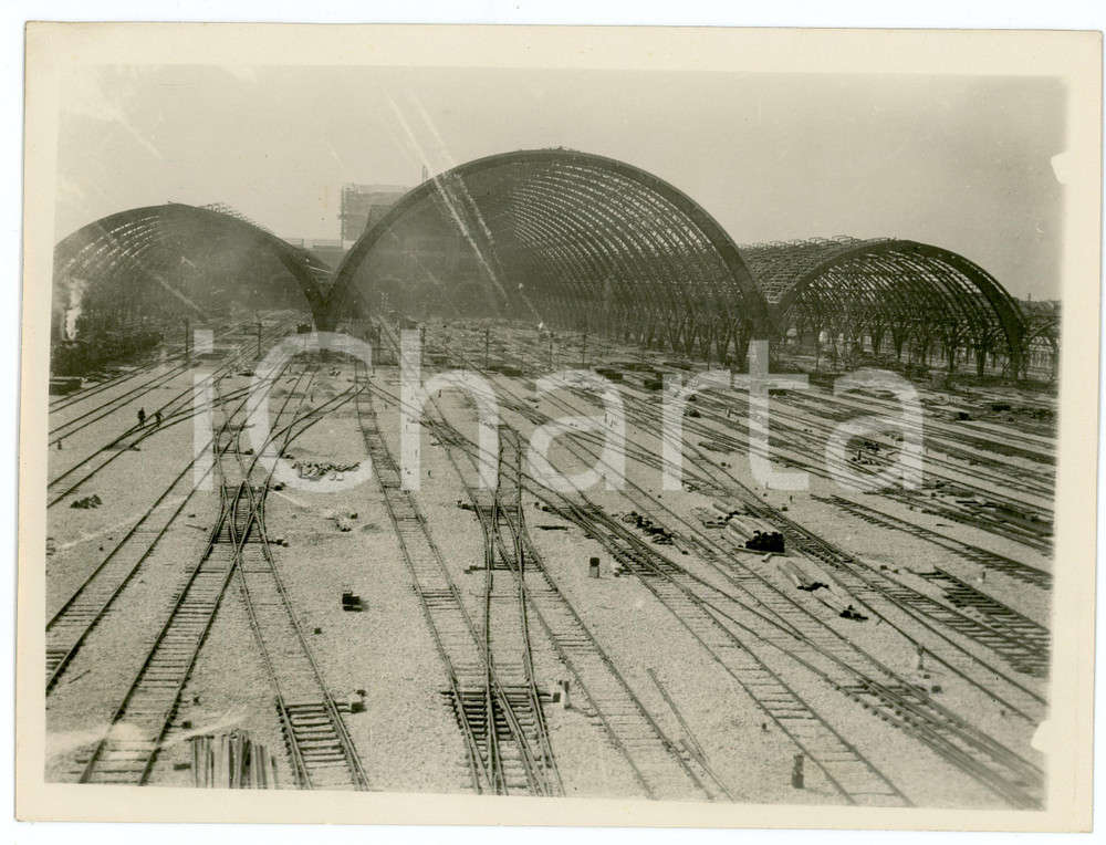 Fotografia d epoca originale 1930 MILANO Cantiere della nuova Stazione Centrale  Foto 24x18 cm 1