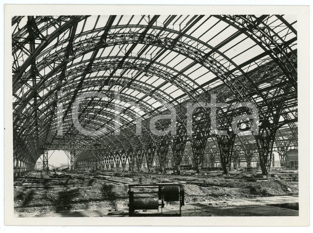 Fotografia d epoca originale 1930 ca MILANO Cantiere nuova Stazione Centrale  Foto 18x13 cm 1