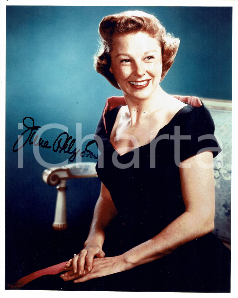 Autografo originale 2000ca June ALLYSON  Autografo originale su fotografia 1