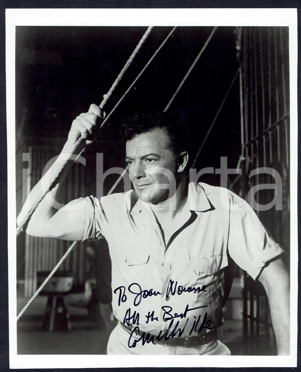 Autografo originale 1950ca Cornel WILDE Autografo originale su fotografia 1