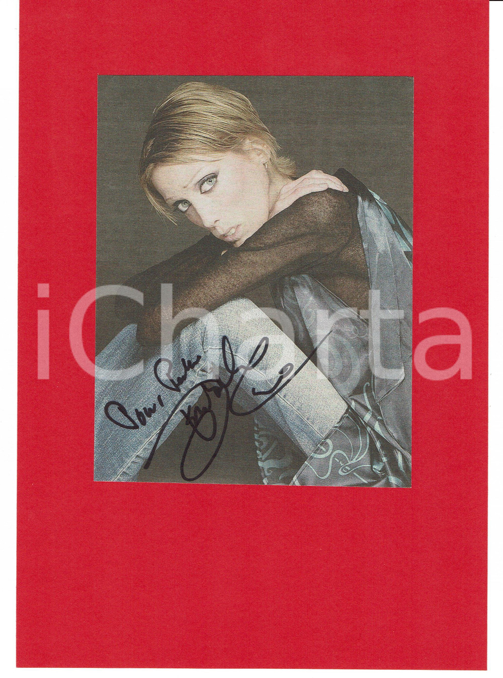 Autografo originale 2005ca Isabelle CARO Autografo originale su fotoritaglio da rivista 1