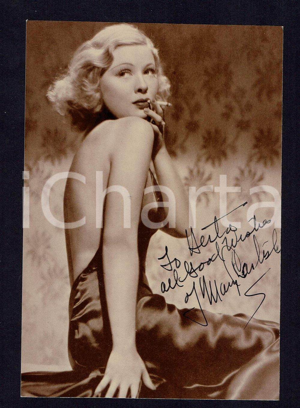 Autografo originale 1984 Mary CARLISLE Autografo originale su fotografia 1