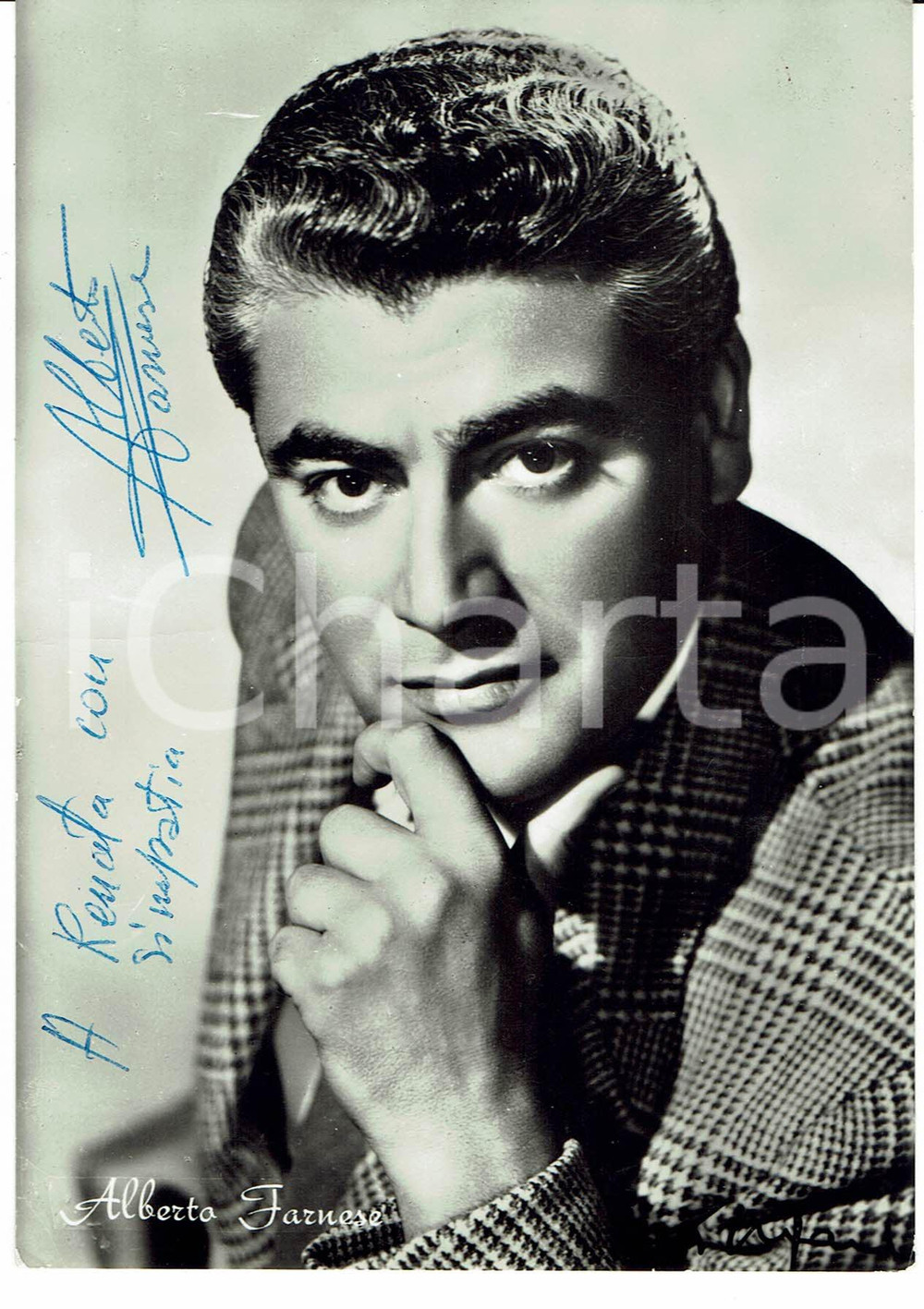 Autografo originale 1950ca Alberto FARNESE  Autografo originale su cartolina 1