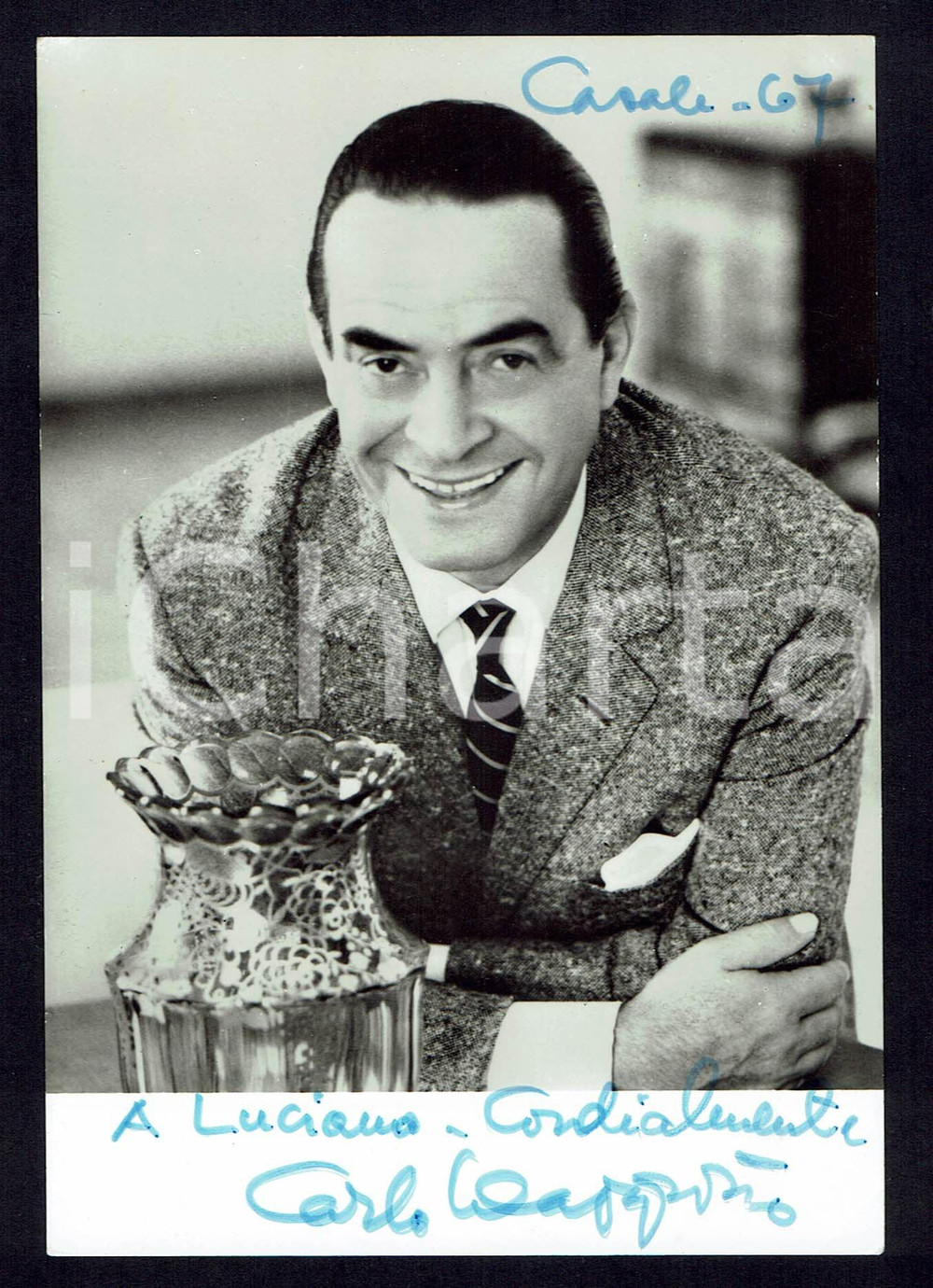 Autografo originale 1967 Carlo DAPPORTO Autografo originale su fotografia d’epoca 1