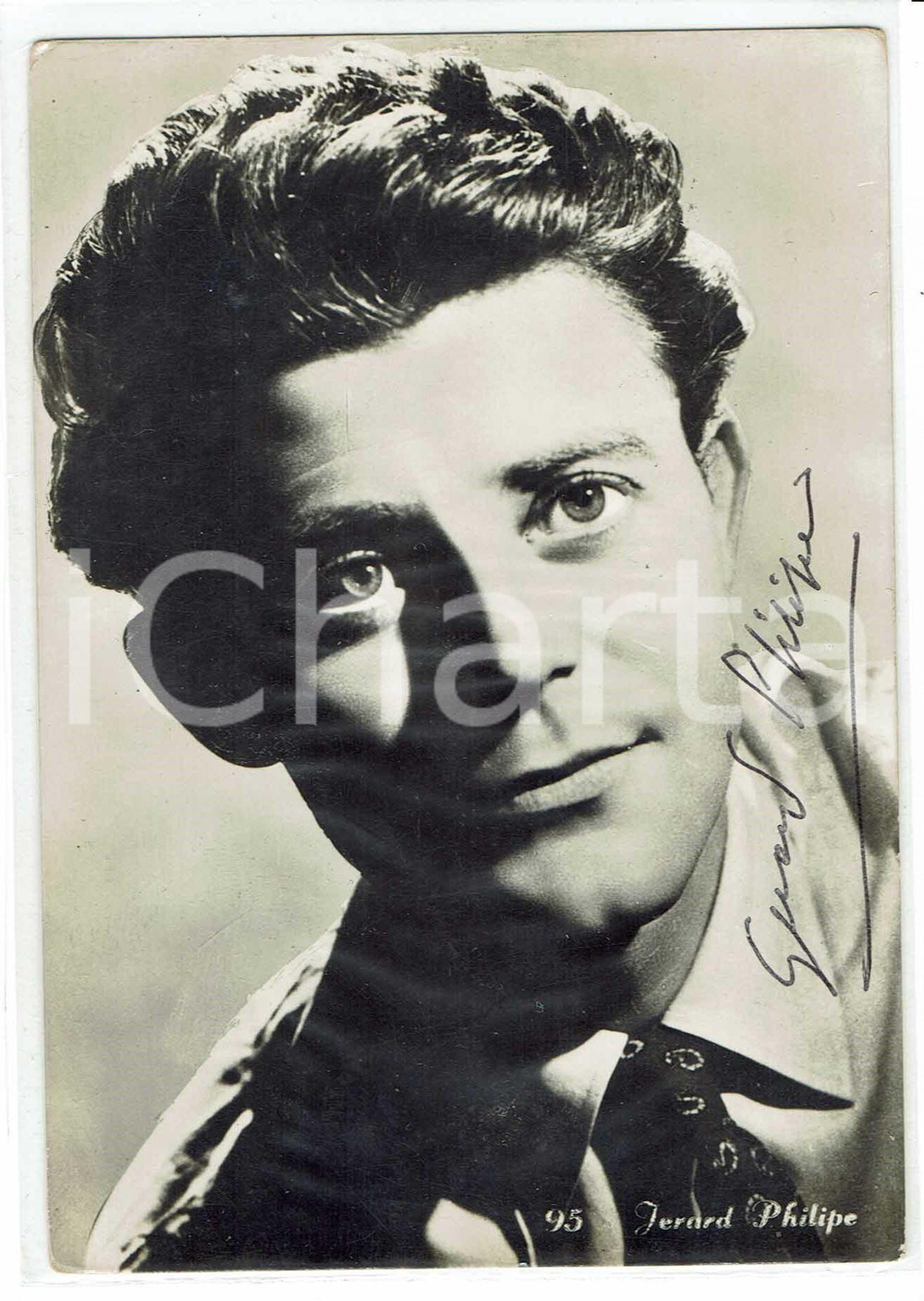 Autografo originale 1950ca Gérard PHILIPE Autografo originale su cartolina d’epoca 1