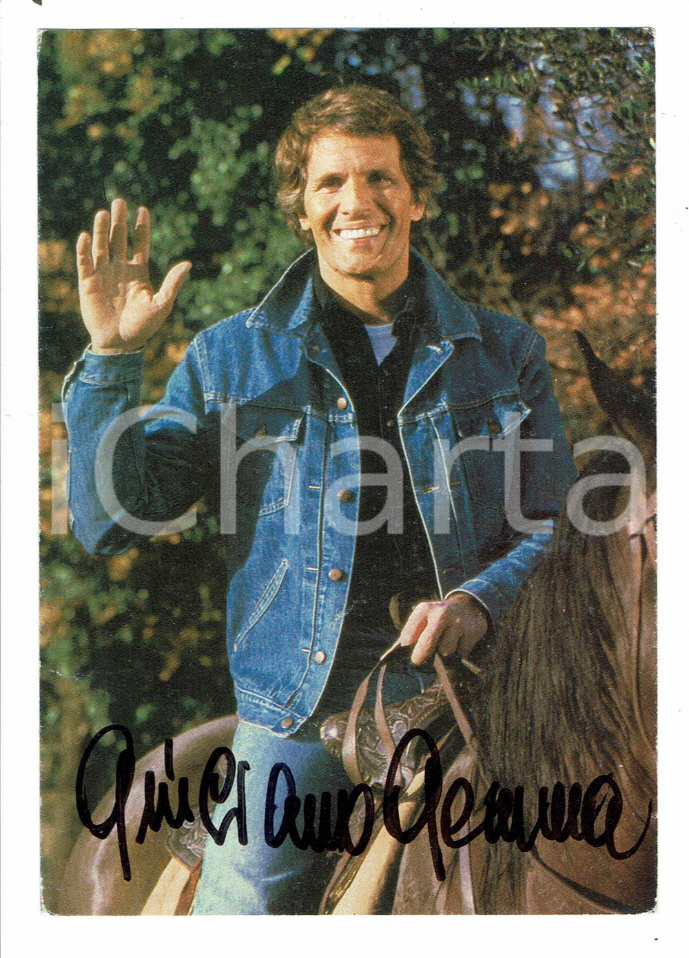 Autografo originale 1985ca GIULIANO GEMMA Autografo originale su fotografia pubblicitaria d epoca 1