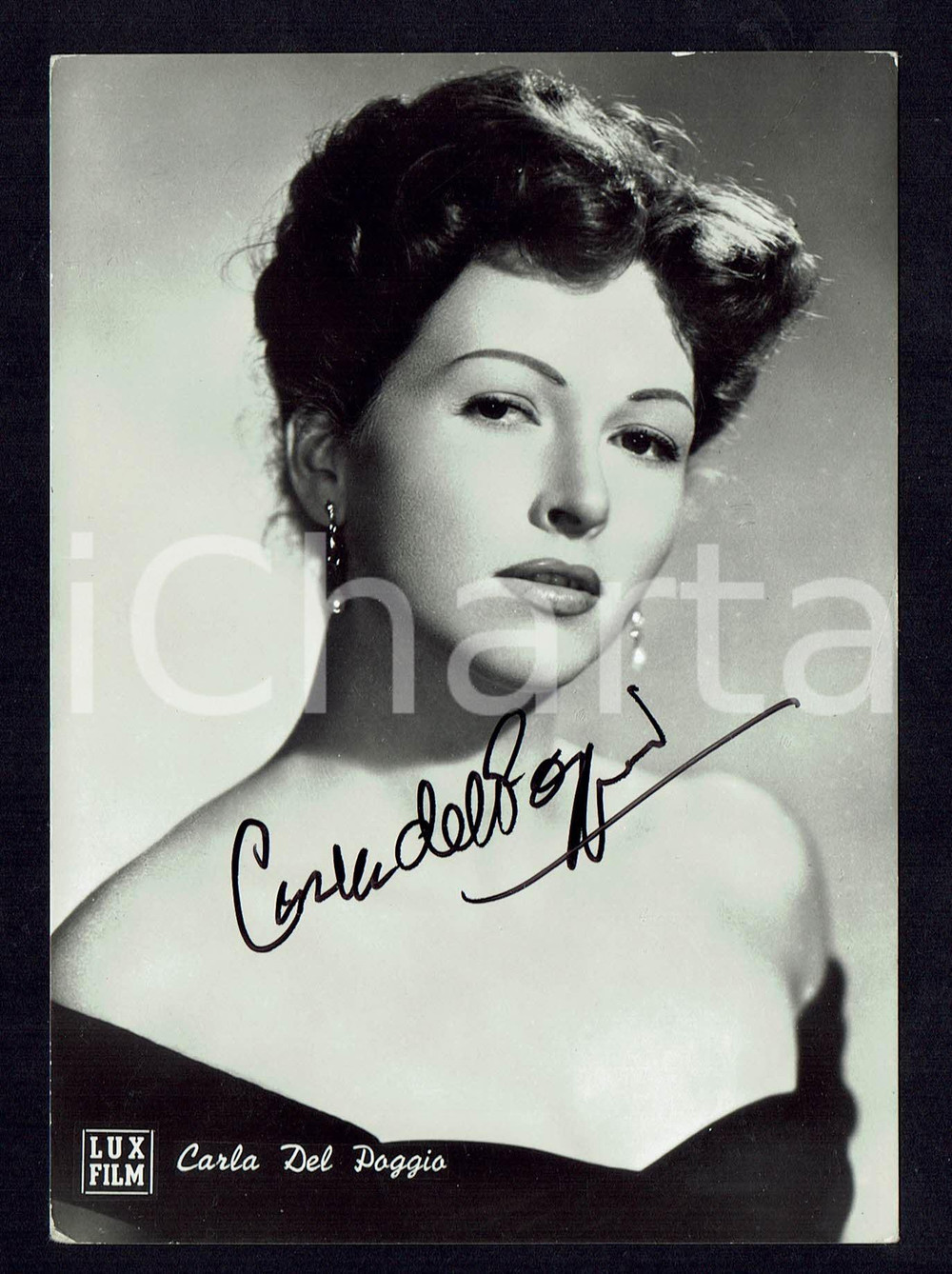 Autografo originale 1960ca Carla DEL POGGIO Autografo originale su cartolina d’epoca 1