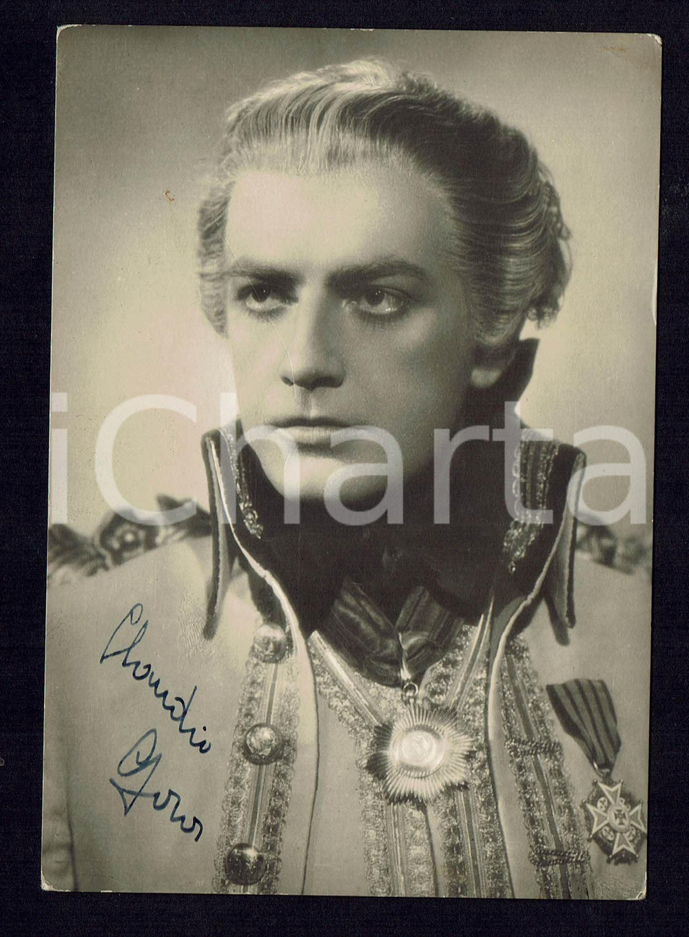 Autografo originale 1940ca Claudio GORA Autografo originale su fotografia d’epoca 1