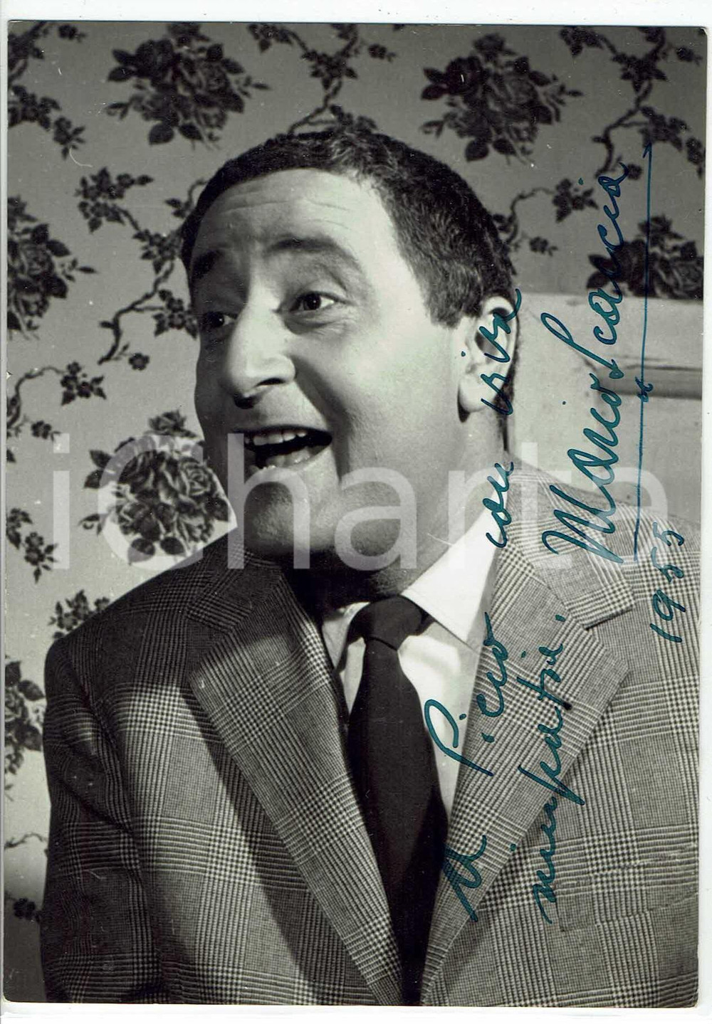 Autografo originale 1955 Mario SCACCIA Autografo originale su fotografia d epoca 1