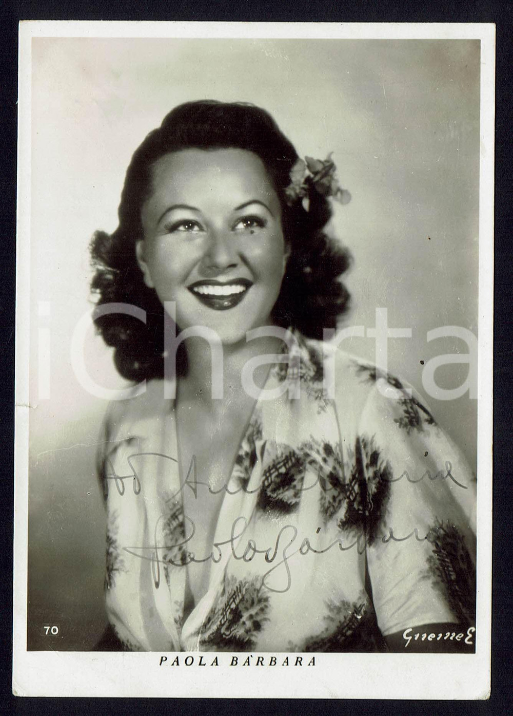Autografo originale 1942 Paola BARBARA Autografo originale su cartolina d’epoca viaggiata 1
