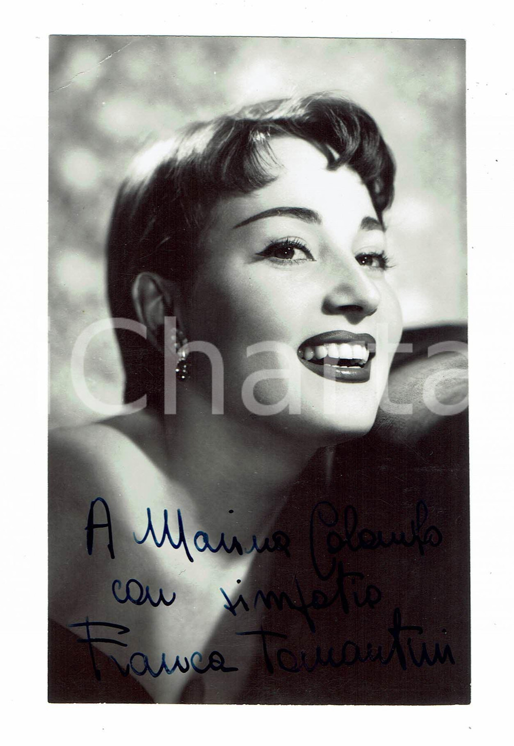Autografo originale 1960ca Franca TAMANTINI Autografo originale su fotografia d epoca 1