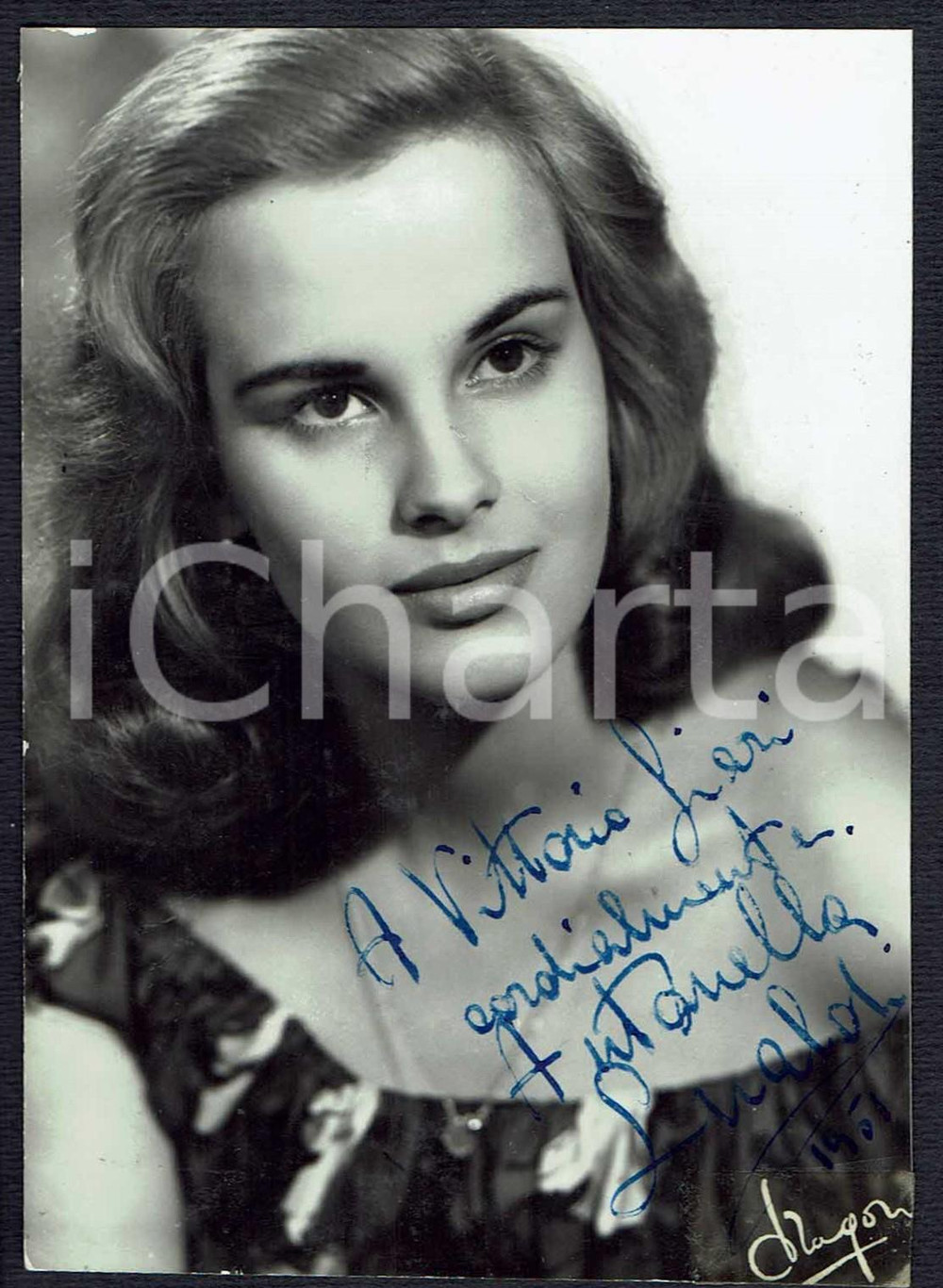 Autografo originale 1951 Antonella LUALDI Autografo originale su fotografia d’epoca 1