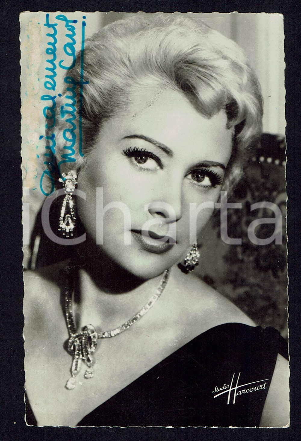 Autografo originale 1955ca Martine CAROL Autografo originale su fotografia d’epoca 1