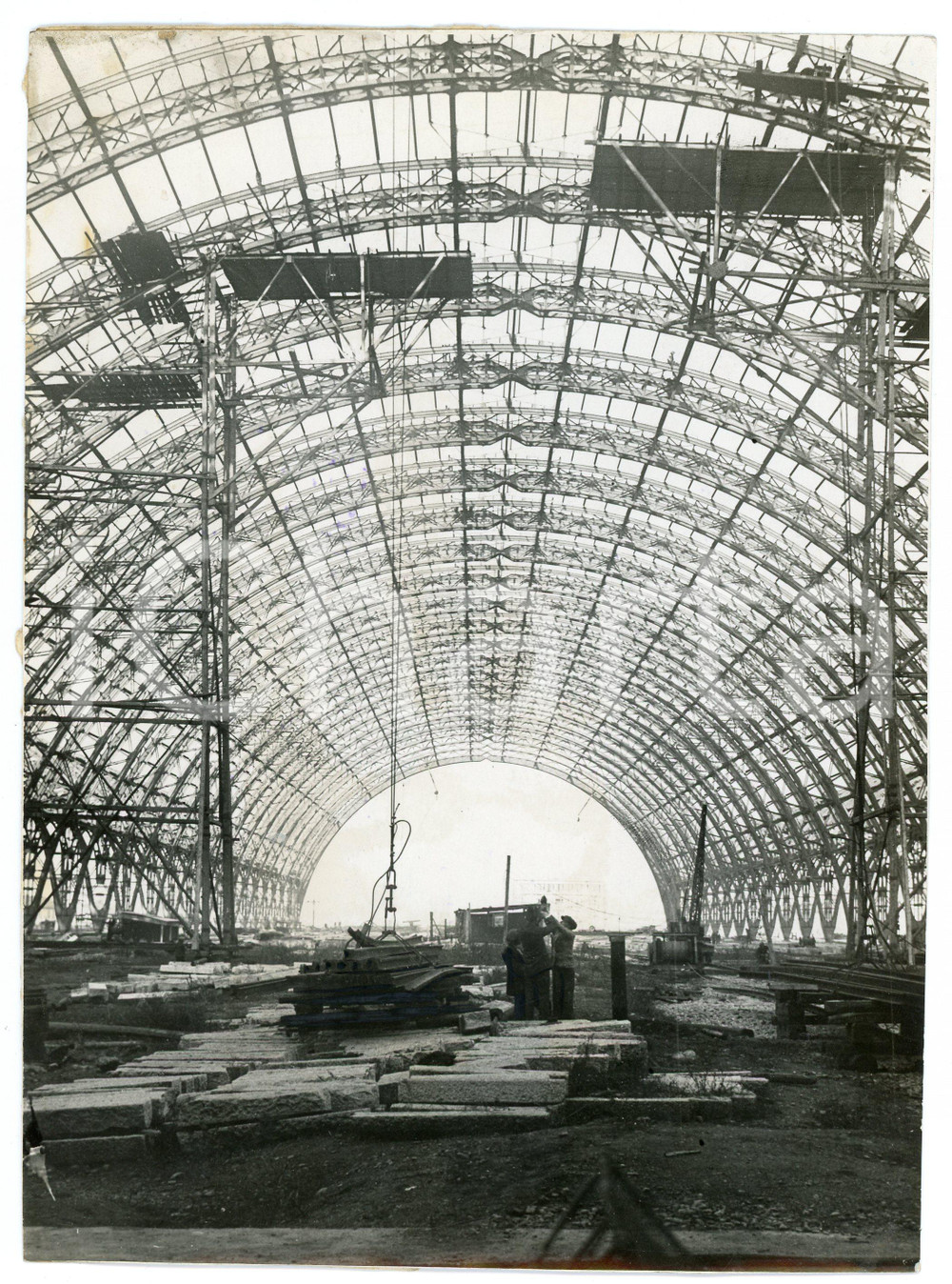 Fotografia d epoca originale 1929 MILANO Cantiere nuova Stazione Centrale  Costruzione delle navate  Foto 3 1