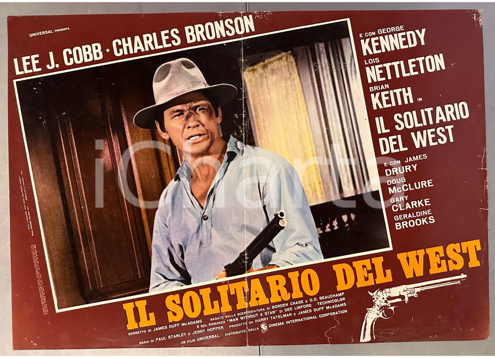 Materiale cinematografico d’epoca 1972 Lee J. COBB Il solitario del West  Fotobusta poster WESTERN 65x45 cm 1