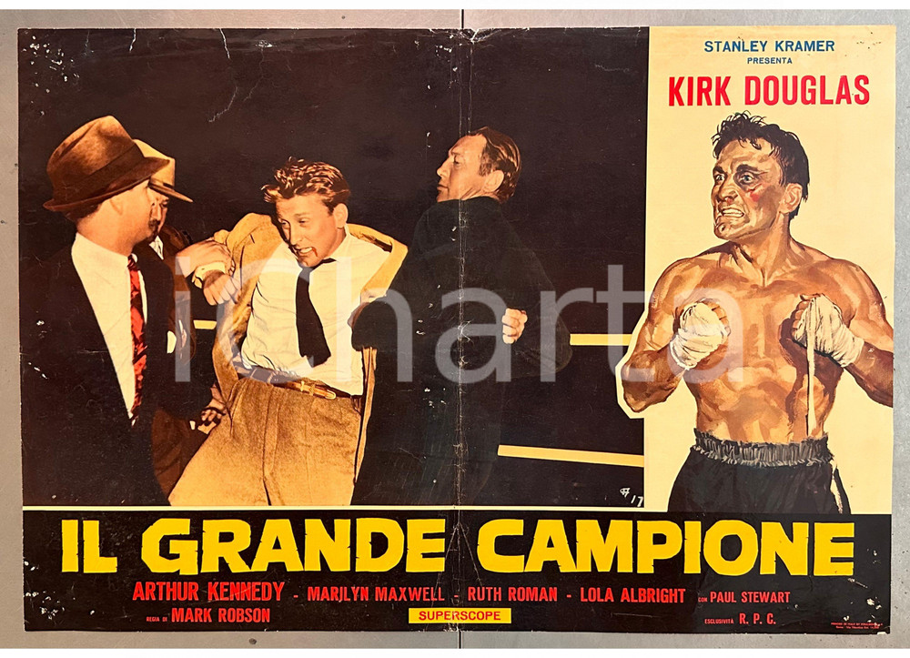 Materiale cinematografico d’epoca 1949 Kirk DOUGLAS Arthur KENNEDY Il grande campione  Fotobusta poster 1 1