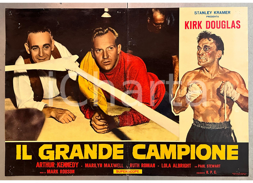 Materiale cinematografico d’epoca 1949 Kirk DOUGLAS Arthur KENNEDY Il grande campione  Fotobusta poster 4 1